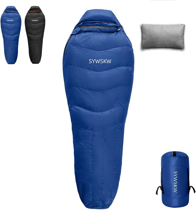 Down Sleeping Bag with Pillow for Backpacking,15℉ 5℉ 0℉ Wide Down Sleeping Bag (86.6 in x 33.5 in) for Adults,Youth Camping and Hiking Outdoor with 680FP Duck Down