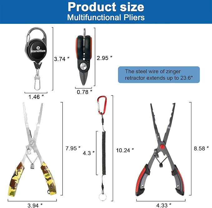 Fishing Pliers Kit 3 in 1 Fishing Tools Set with Long Nose Fishing Pliers Teflon Coated Needle Nose Pliers and Fishing Scissors Stainless Steel Fishing Tools for Saltwater Freshwater