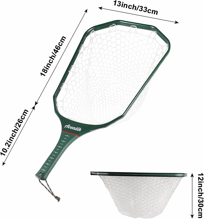 Aventik Fly Floating Fishing Net Carbon Fiber Landing Trout Net Light Weight Clear Rubber Ghost Net Catch & Release