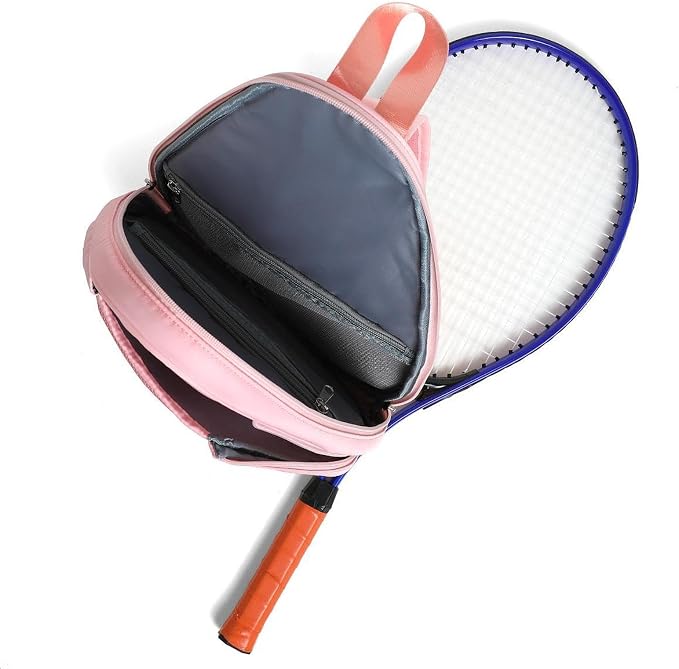 Tennis Racket Bag Waterproof Zipper Paddle Holder Crossbody Shoulder Bag for 1-2 Rackets, Lightweight Versatile Organizer