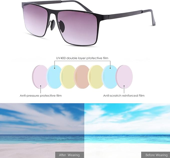Full Reading Glasses UV Protection Spring Hinge Sunglasses Anti Blue Light Sun Readers for Men and Women Non Bifocal