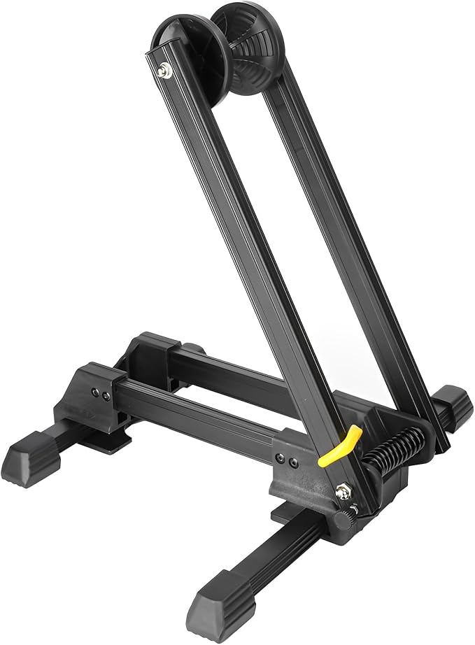 Foldable Bike Floor Stand - Aluminum Alloy Universal Bicycle Parking Rack for Mountain, Road & Kids Bikes - Indoor Bike Storage Holder for Garage, Home & Shop Display