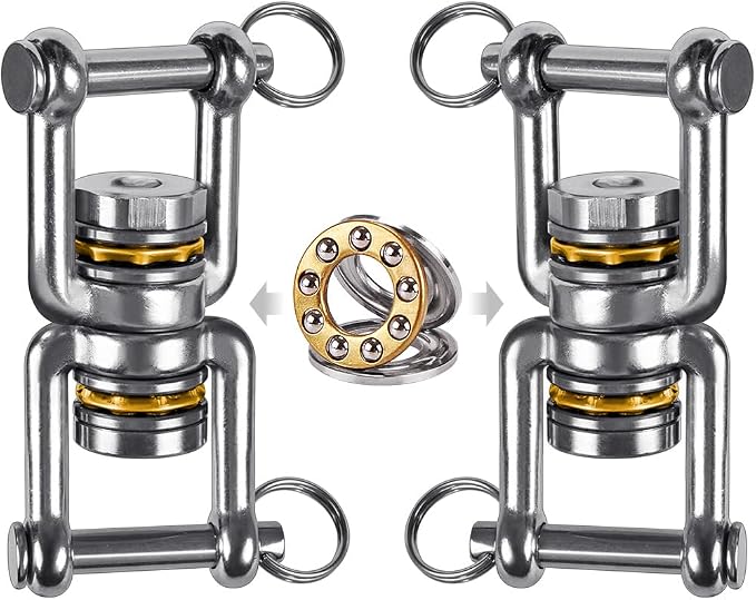 BeneLabel Swing Swivel, 360° Rotational Device with 2 Bearings, 770LB Capacity, Stainless Steel, for Aerial Dance, Yoga Swing Sets,Web Tree Swing, and More, 2 Pack