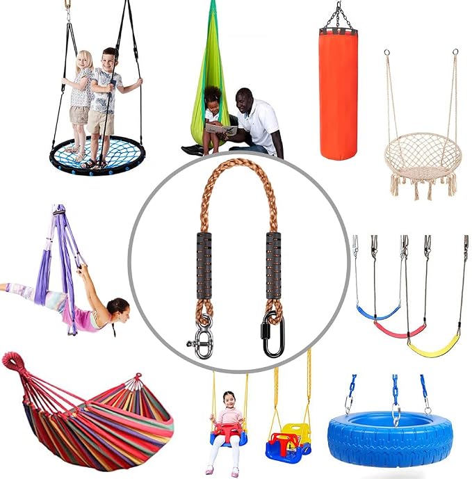 SELEWARE Tree Swing Ropes Hammock Chair Straps Hanging Kit, Length Adjustable Nylon Rope Holds to 1000lbs, Perfect for Playground Set, Children Swing, Outdoor Swing Hanging Straps, 2 Pack 80inch