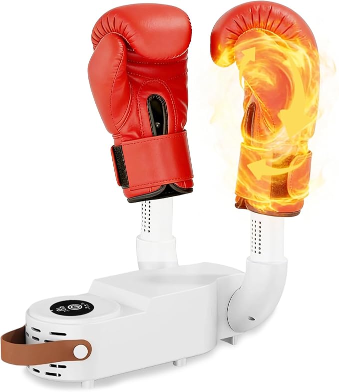 Boxing Gloves Dryer, 48°C Constant Temp Glove Dryer w/ 0-120 Min Timer, Fast MCH Heat, Dual Air Duct, Foldable Portable Gear Dryer for Boxing for Kids and Adults Effectively Eliminates Odors(White)