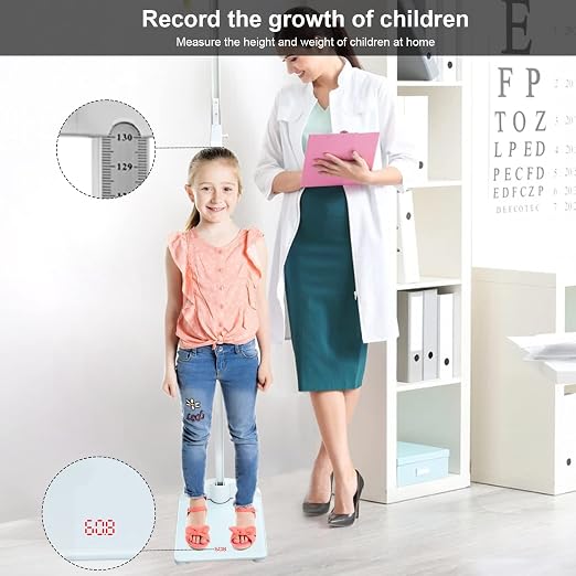 Height and Weight Scale,Digital Weight Scale Platform Combined with Portable Detachable Rangefinder, Maximum Weighing 220 pounds, Height Rod 75.2 inches/191cm Physician Scale for Children and Adults
