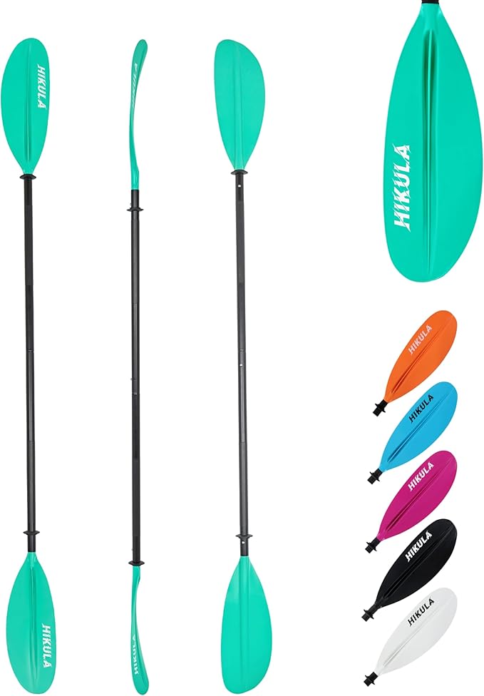 Kayak Paddles Aluminum Shaft Paddle with Nylon Blades, Floating Adjustable Kayaking Oars, 3 Piece, 220-240cm/86-94 Inches,Black/Rose/Teal