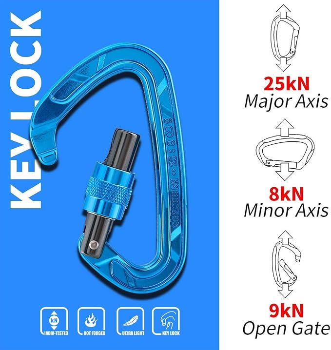 KAILAS Locking Carabiner CE Certified Oval Constructed Rock Climbing Mountaineering Rescure Standard Alumimun 25KN