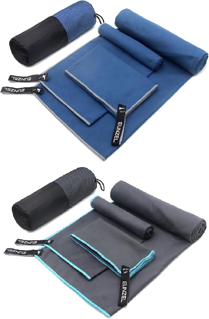 Quick Dry Camping Towel Navy Blue & Grey (Bundle)