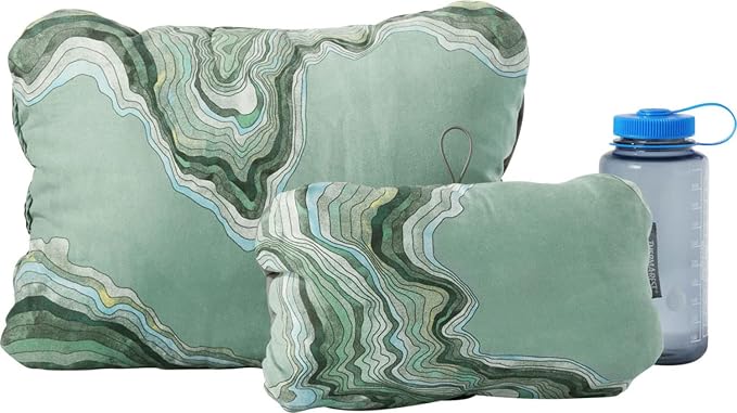 Therm-a-Rest Compressible Camping and Backpacking Pillow, Sage Topo Wave Print, Small
