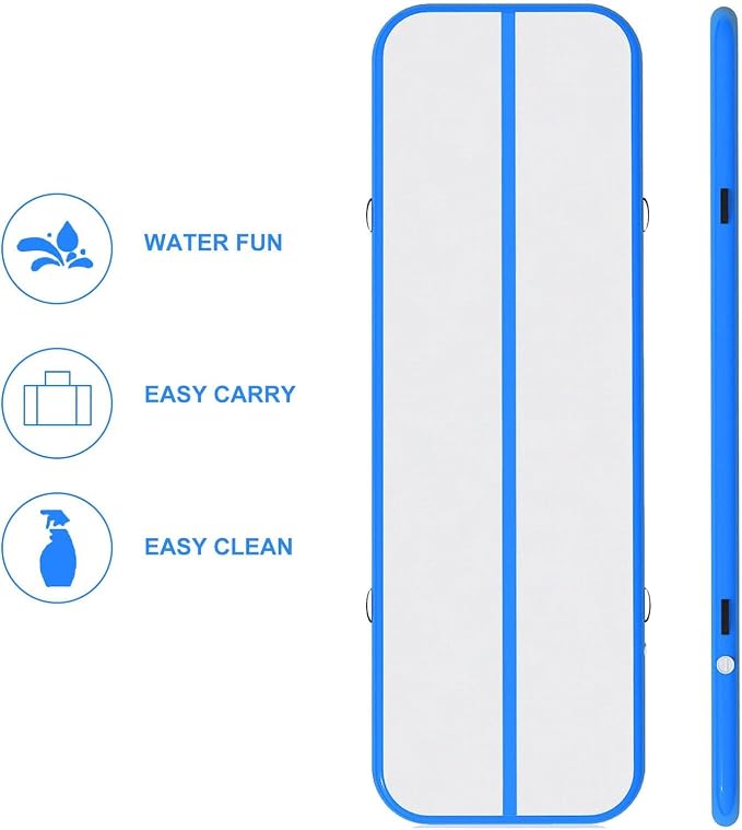 Inflatable Air Gymnastics Mat 10ft Training Mat 4 inches Thick Tumbling Track with Electric Pump for Gym/Home/Outdoor/Cheerleading/Yoga/Water