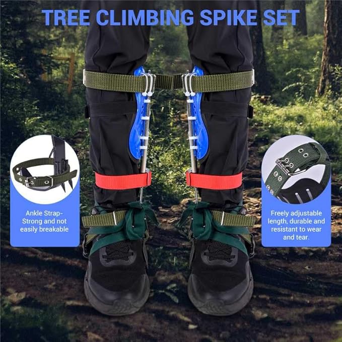 Climbing Equipment. Tree - Climbing Kits. Anti - Slip Climbing Tools with footboards. —— Forestry Operation Equipment Suitable for Rock Climbing, Tree Trimming, Hunting, and Fruit Picking.