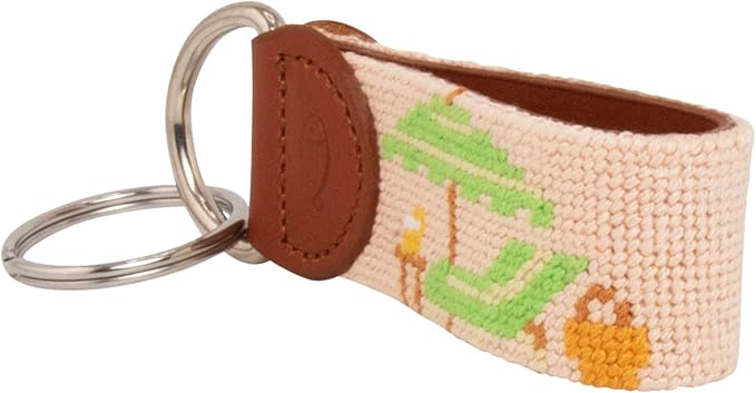 Leather Hand-Stitched Needlepoint Key Fob or Key Chain
