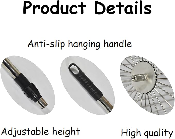 Stainless Steel Tennis Ball Picker Upper Adjustable Cylinder Hopper with Hangable Handle, Portable Tennis Ball Collector and Basket for Easy Pickup and Training, Holds 60+ Balls