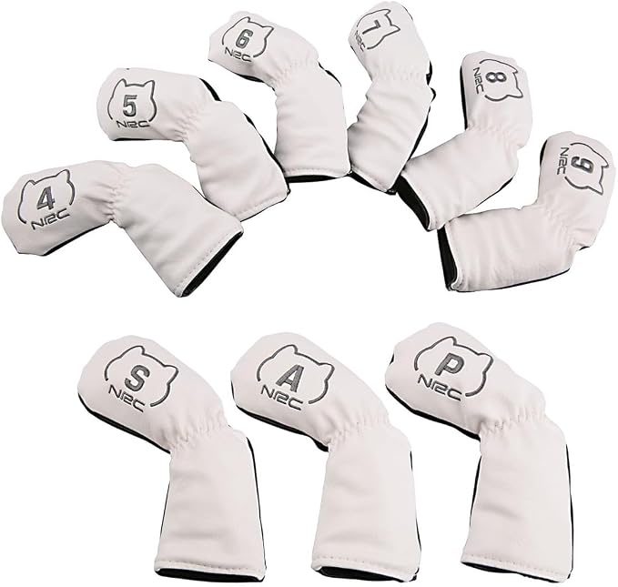 9pcs/Set Akita Dog Design Golf Club Iron Head Covers 4-9,P,S,A Fit Right Hand Irons