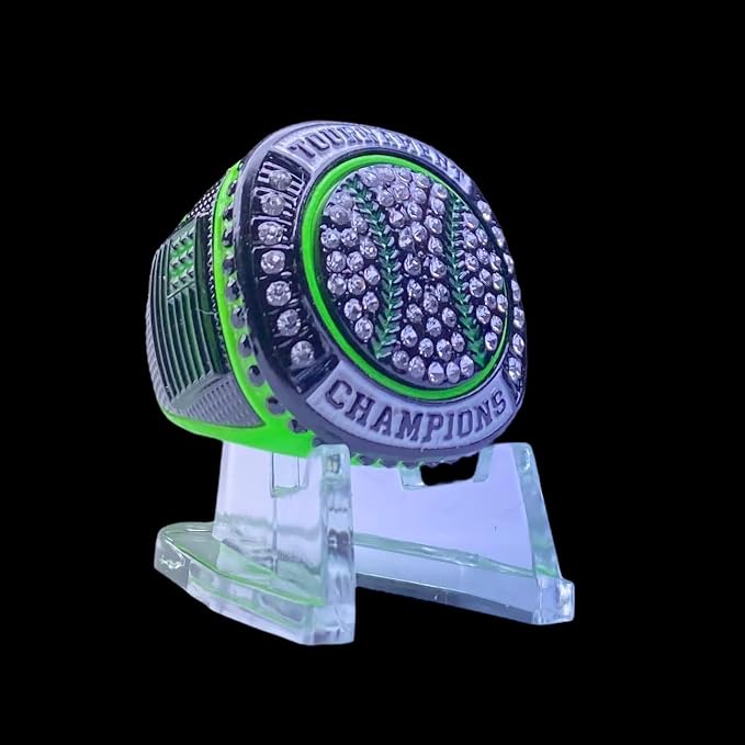 Legacy Rings 1 or 12 Pack Neon Green Baseball Softball Championship Trophy Ring Award for Tournament Champion or Finalist