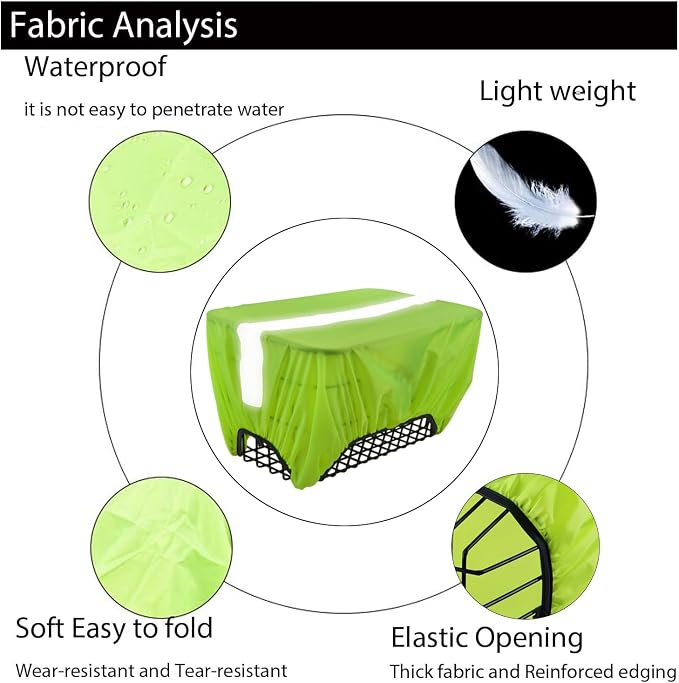 Bicycle Rear Rack Rain Cover with Reflective Strip Bike Trunk Rain Cover (45L Green, 45L)