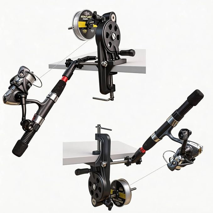 Fishing Line Spooler Winder Machine - 5:1 High Speed Gear Ratio Fast Winding, Two-Way Unwinding Function, Single-Point Quick Mount, Compatible with Spinning Casting Trolling Reels