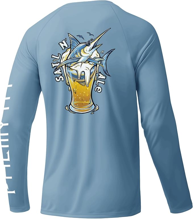 Palmyth Fishing Shirts for Men Long Sleeve UPF 50+ T Shirt Sun Protection | Quick Dry, Sun Protection, Myth-Cool Fabric, Fish Print, Moisture Wicking, Stretchy, Breathable, Fishing,Boating,Outdoor Wear
