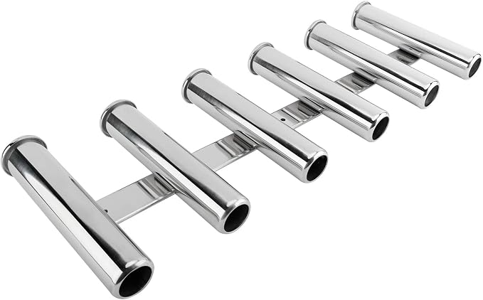YaeMarine Fishing Rod Holder 316 Stainless Steel Fishing Rod Rack 3Tube/4Tube/5Tube/6Tube Mirror Finish for Marine Boat Yacht Camper
