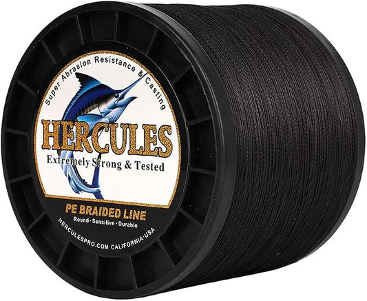 HERCULES Cost-Effective Super Cast 8 Strands Braided Fishing Line 10LB to 300LB Test for Salt-Water,109/328/547/1094 Yards(100M/300M/500M/1000M),Diam.#0.12MM-1.2MM,Hi-Grade Performance,Variety Colors