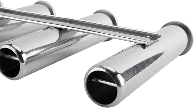 YaeMarine Fishing Rod Holder 316 Stainless Steel Fishing Rod Rack 3Tube/4Tube/5Tube/6Tube Mirror Finish for Marine Boat Yacht Camper