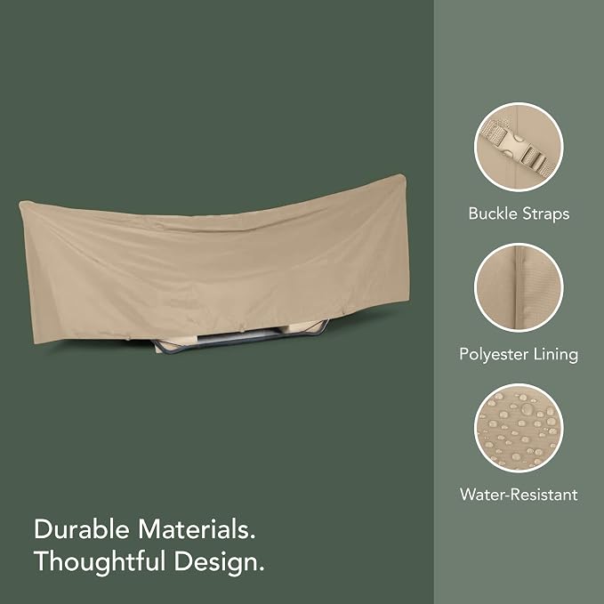 Covermates Hammock Cover – Classic 12-Gauge Vinyl, Weather-Resistant, Polyester Lining, Adjustable Buckle Straps & Lightweight Protection, 188W x 58D x 20H, Classic Tan