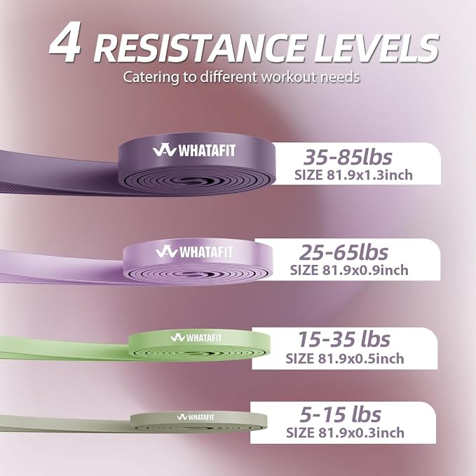 WHATAFIT Resistance Bands,Pull Up Assist Bands Set with Handles, Exercise & Workout Bands with Door Anchor for Men & Women – Home Fitness Equipment for Strength Training, Stretching