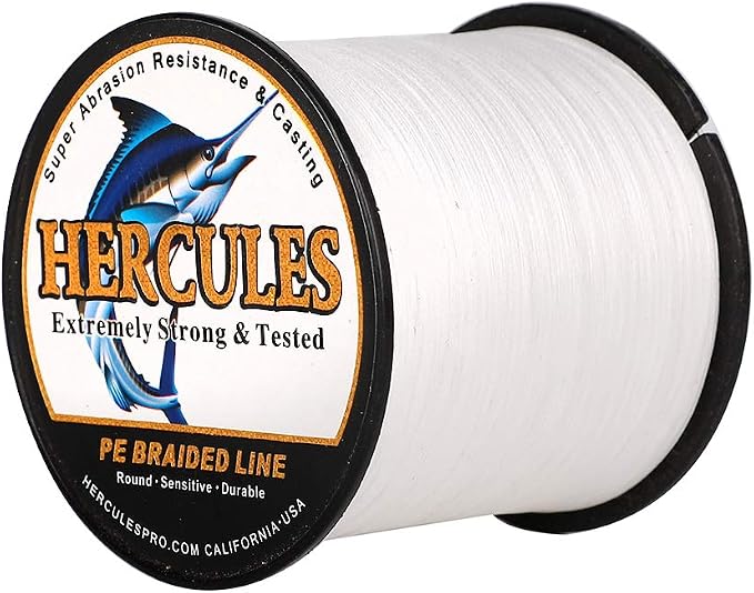 HERCULES Cost-Effective Super Cast 8 Strands Braided Fishing Line 10LB to 300LB Test for Salt-Water,109/328/547/1094 Yards(100M/300M/500M/1000M),Diam.#0.12MM-1.2MM,Hi-Grade Performance,Variety Colors