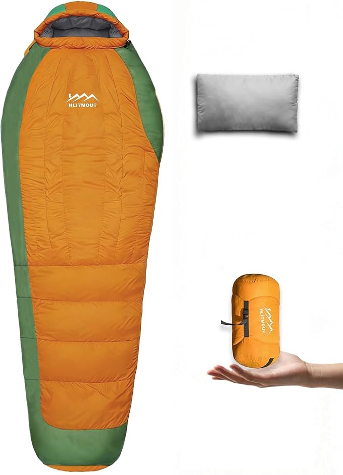 Down Sleeping Bag with Pillow, 0°F 20°F 32°F Regular and XL Compact Lightweight Sleeping Bag for Adults,Teens Backpacking,Camping and Hiking Outdoor