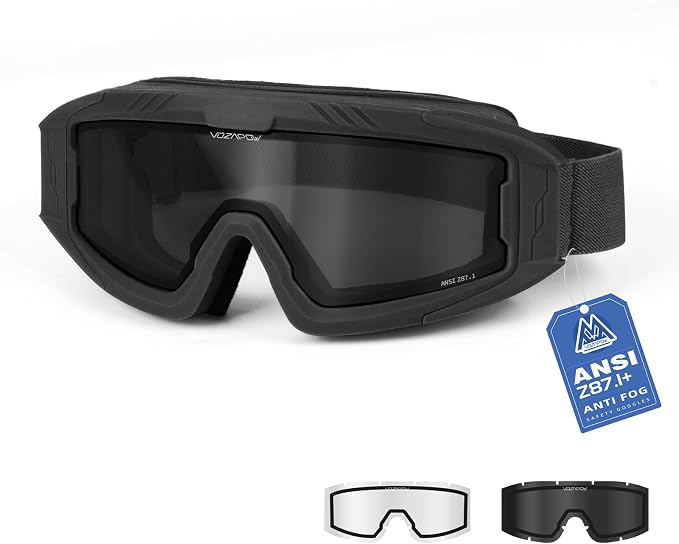Airsoft Goggles OTG, ANSI Z87.1+ Anti-Fog Tactical Safety Goggles, Impact-Resistant Dust-Proof Eye Protection