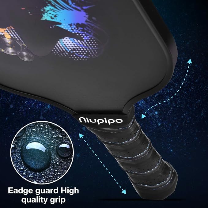 niupipo Pickleball Paddles Set of 2/4/1, USAPA Approved Carbon Fiber & Fiberglass Hybrid, Easy Power, Polypropylene Honeycomb Core, Cushioned 4.72" Grip, Bag/Cover, Pickleball Paddle Set for Men Women