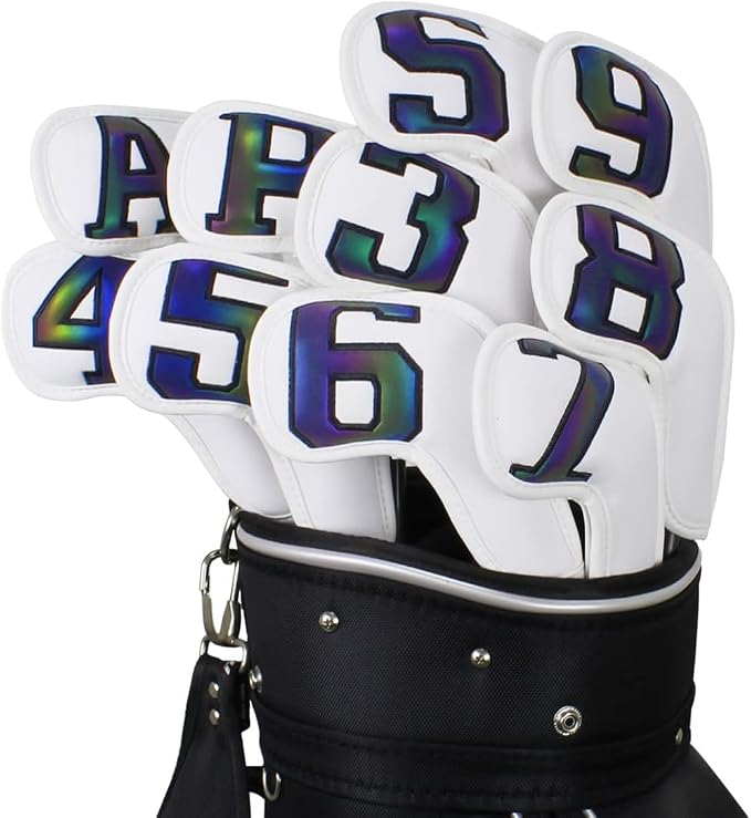 Scott Edward Golf Club Head Covers for Iron, 10 Pcs Leather Waterproof Material, Gradient Numbers Perfect for Mizuno Callaway, Ping, Taylormade, Cobra, Etc.