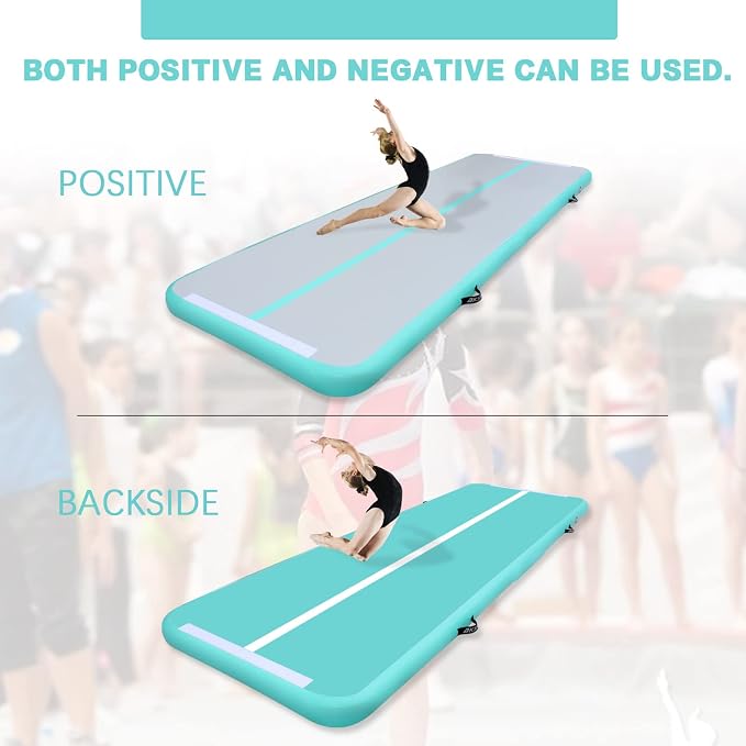 AKSPORT Inflatable Gymnatsics Mat Tumble Track 10ft 13ft 16ft 20ft 23ft Air Tumbling Mat with Air Pump for Home Use/Training/Cheerleading/Yoga