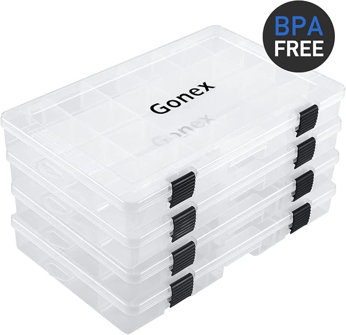 Gonex 3600 3700 Fishing Tackle Trays Lure Box with Adjustable Dividers | Clear PP Material, Adjustable Compartments, Fits Standard Tackle Box , For Fishing Lures Hooks Beads Accessories Storage