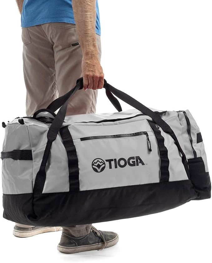 TIOGA Venture Outdoor Duffel Bag with Backpack Straps, Weather Resistant, Rugged Construction, Gear Hauling for Outdoor Adventures, Extra Large / 90L, Grey