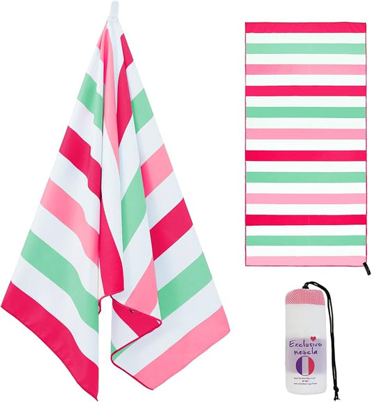 Exclusivo Mezcla Microfiber Quick Dry Beach Towel, Large Lightweight Sandfree Pool Towel for Swimming Camping Travel with Bag (Pink, 30x60 Inches)