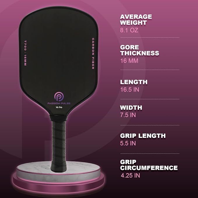 Pickleball Paddles 2026,Carbon Fiber Pickleball Paddle,16mm T700 High Grit & Spin, Professional Pickle Ball Paddles Set Designed for Ultimate Spin & Consistency