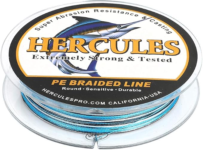 HERCULES Cost-Effective Super Strong 4 Strands Braided Fishing Line 6LB to 100LB Test for Salt-Water, 109/328 / 547/1094 Yards (100M / 300M / 500M / 1000M), Diam# 0.08MM - 0.55MM, Hi-Grade