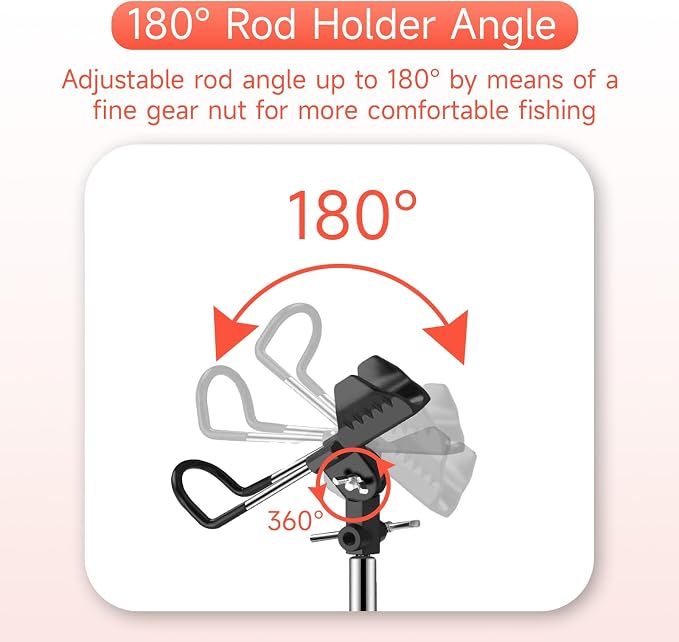 Fishing Pole Holder Upgraded 360° Adjustable Stainless Steel, Fishing Rod Holder for Ground, Heavy Duty Bank Fishing Outdoor Fishing Gear