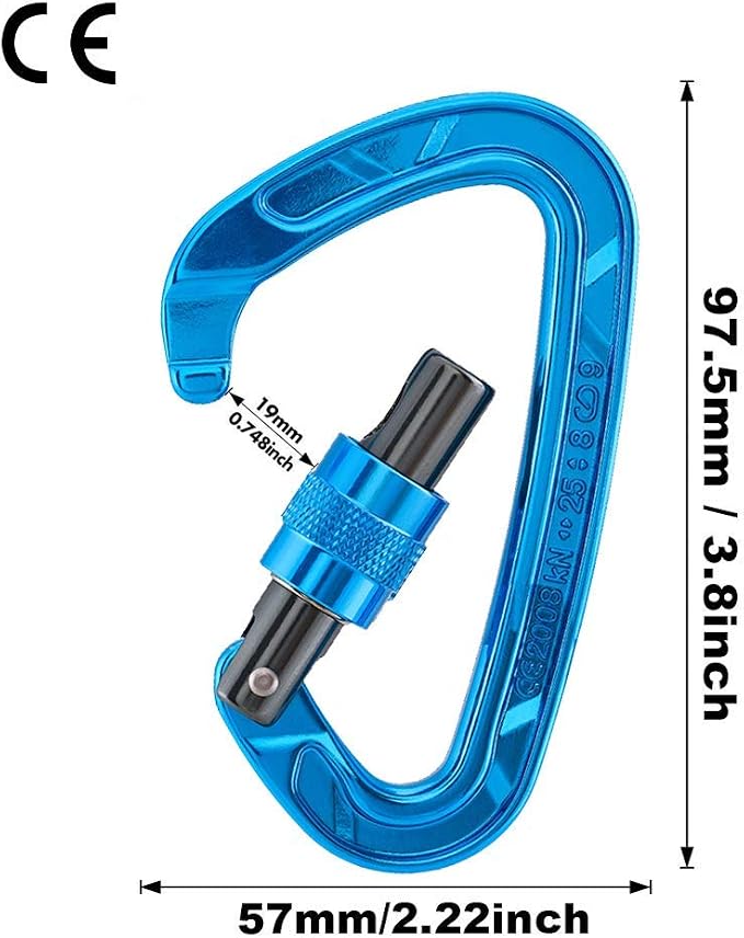 KAILAS Locking Carabiner CE Certified Oval Constructed Rock Climbing Mountaineering Rescure Standard Alumimun 25KN
