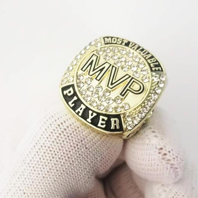 6 pcs MVP Ring Baseball Football Basketball Class High School College Ice Hockey Sport Championship Trophy Ring for Winner Tournament Team Award Gift