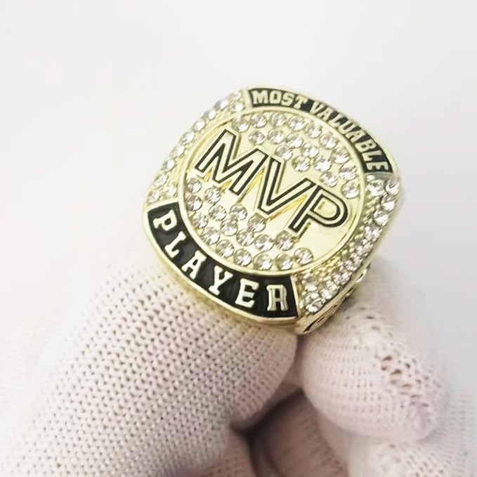 6 pcs MVP Ring Baseball Football Basketball Class High School College Ice Hockey Sport Championship Trophy Ring for Winner Tournament Team Award Gift
