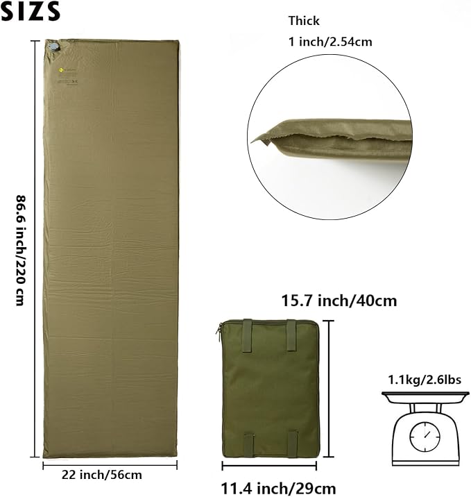 Akmax.cn MT Military Army Alice Embedded Air Self-Inflating Camp Mat Olive Drab