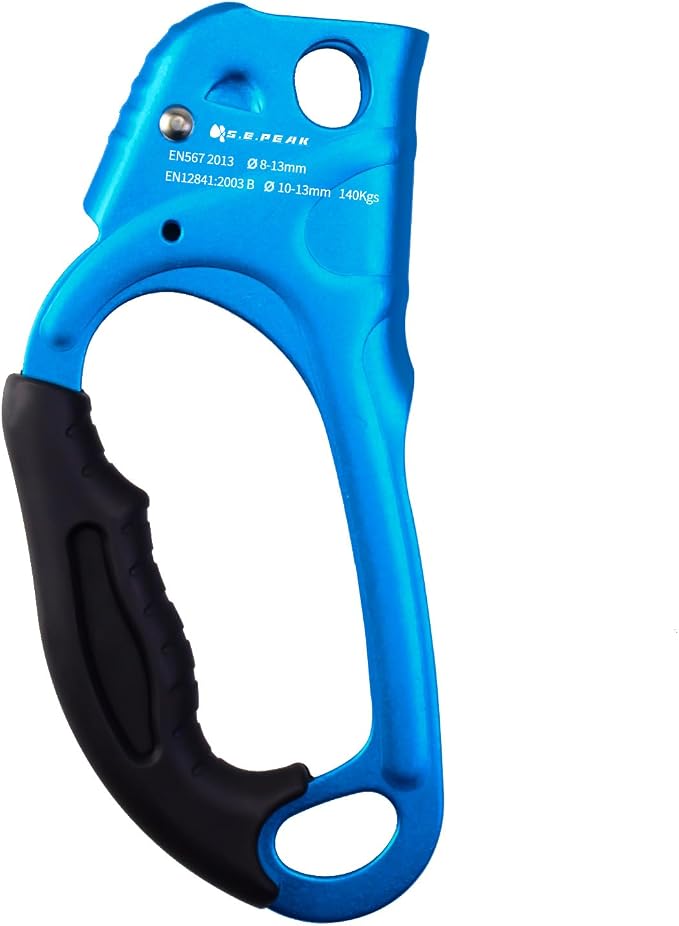 UIAA & CE Certified Climbing Rappelling Equip Hand Ascender Left Right Hand for 8-13mm Rope 4kN