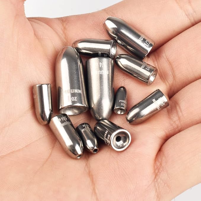 10pcs Tungsten Worm Weights, More Sensitive Tungsten Fishing Weights Sinker for Bass Fishing, 1/16oz to 1 oz