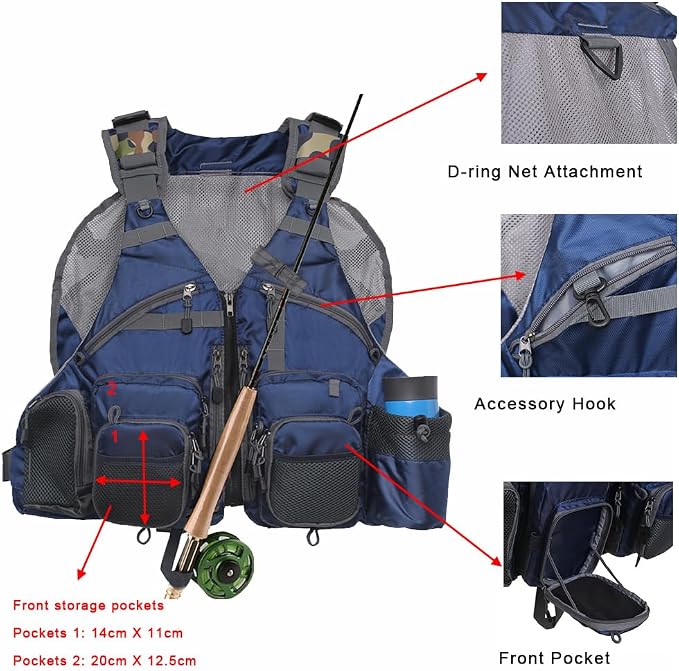 Kylebooker Fly Fishing Vest Pack Adjustable for Men and Women