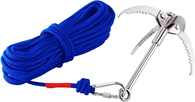 Ant Mag Grappling Hook Stainless Steel Claw Carabiner for Camping Hiking Tree Grabbing and Water Lifting Salvage