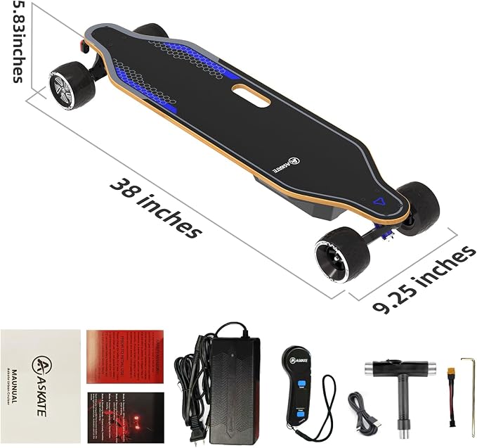 A1 Electric Skateboard with Remote, Rang Up to 17 Miles/24, 8 Ply Canadian Maple, Smooth Breaking, Suitable for Younger Beginners