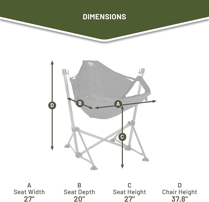 Timber Ridge Portable Hammock Camping Chair, Padded Folding Swing Hammock Chair with Stand, Heavy Duty Hammock Camp Chair with Carry Bag for Outdoor Beach Patio, Supports 300lbs, Black